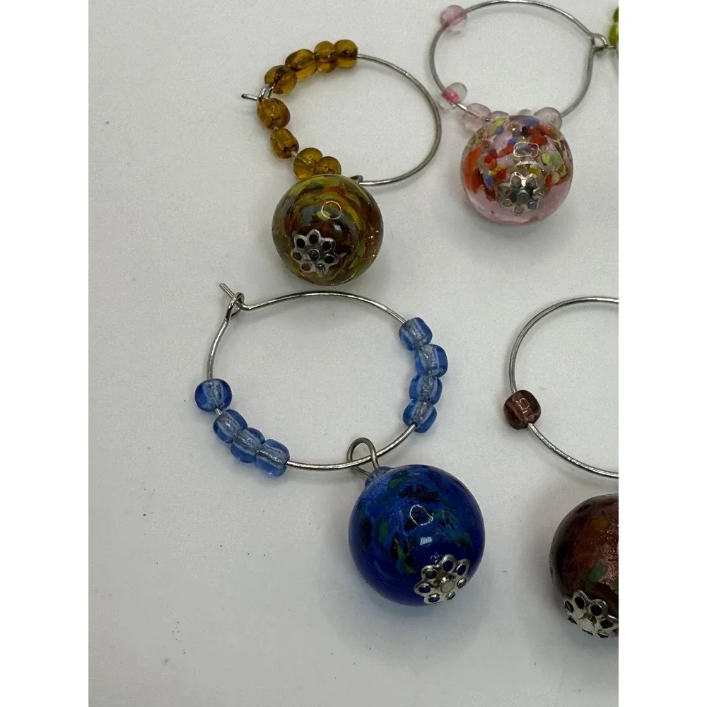 Set of 6‎ Beaded Wine Glass Charms Colorful Drink Markers Party Accessories